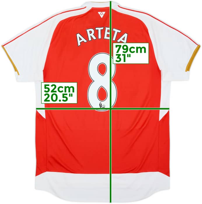 2015-16 Arsenal Home Shirt Arteta #8 - 8/10 - (L)