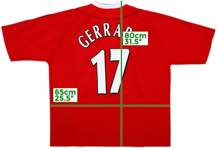 2002-04 Liverpool Home Shirt Gerrard #17 - 7/10 - (XXL)