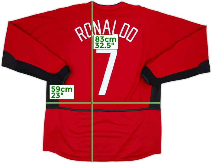 2002-04 Manchester United Home L/S Shirt Ronaldo #7 - 7/10 - (XXL)
