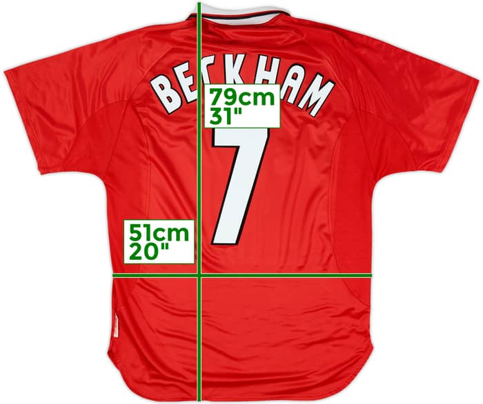 1997-00 Manchester United CL Shirt Beckham #7 - 6/10 - (L)
