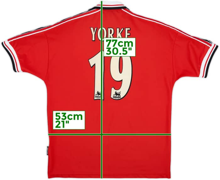 1998-00 Manchester United Home Shirt Yorke #19 - 8/10 - (L)