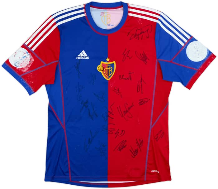 2013-14 FC Basel Squad Signed Home Shirt - 4/10 - (L)