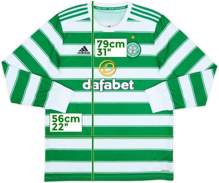 2021-22 Celtic Home L/S Shirt - 5/10 - (L)