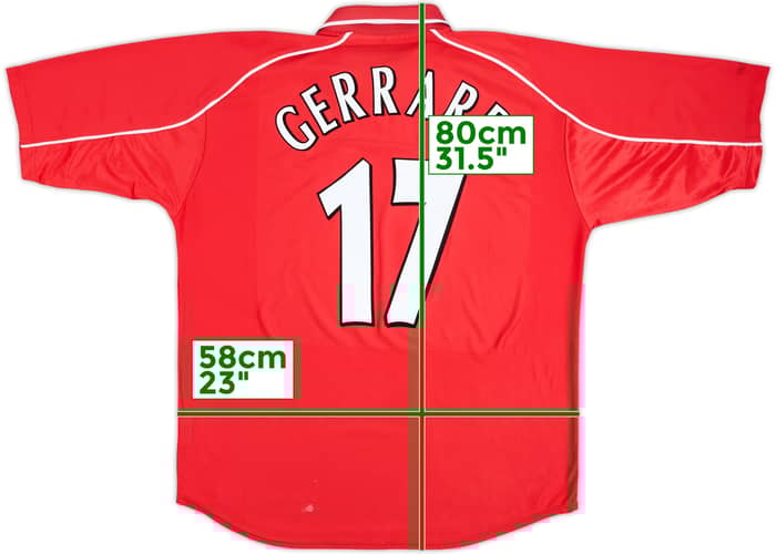 2000-02 Liverpool Home Shirt Gerrard #17 - 7/10 - (XL)