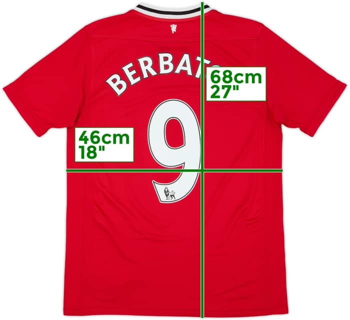 2011-12 Manchester United Home Shirt Berbatov #9 - 7/10 - (XL.Boys)