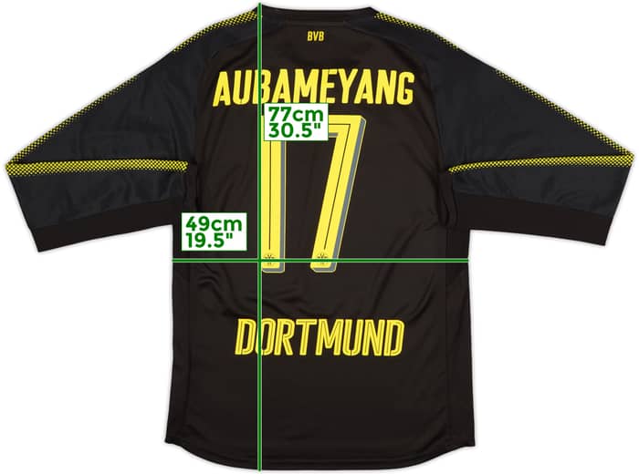 2017-18 Borussia Dortmund Away L/S Shirt Aubameyang #17 - 7/10 - (M)