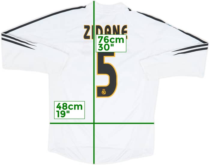 2004-05 Real Madrid Home L/S Shirt Zidane #5 - 8/10 - (M)