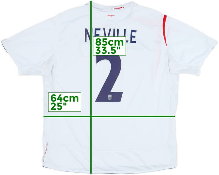 2005-07 England Home Shirt Neville #2 - 6/10 - (3XL)