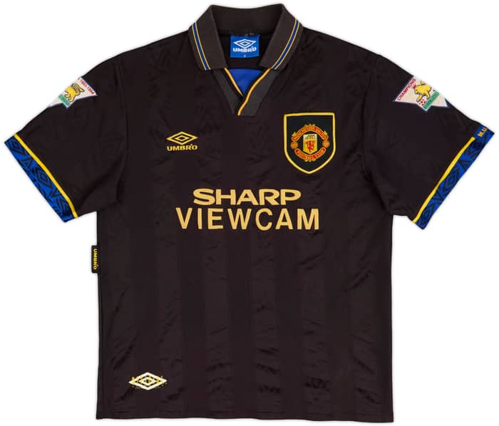 1993-95 Manchester United Away Shirt & Shorts - 8/10 - (M.Boys)