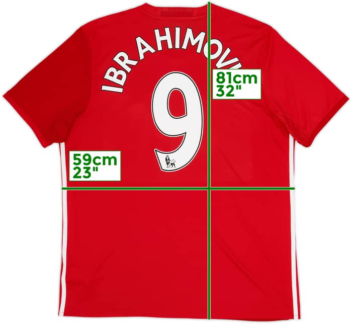 2016-17 Manchester United Home Shirt Ibrahimovic #9 - 8/10 - (XL)