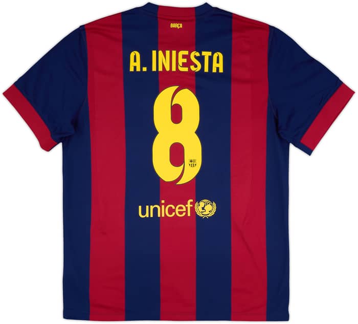 2014-15 Barcelona Home Shirt A.Iniesta #8 - 10/10 - (XL)