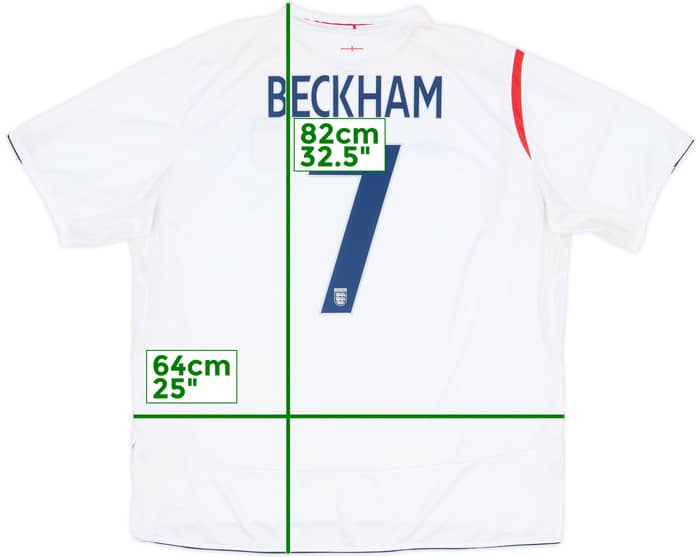 2005-07 England Home Shirt Beckham #7 - 8/10 - (3XL)