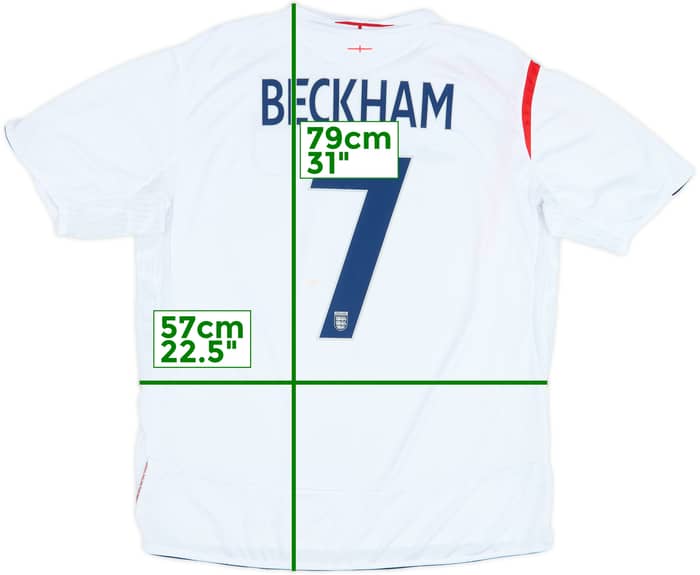 2005-07 England Home Shirt Beckham #7 - 6/10 - (XXL)