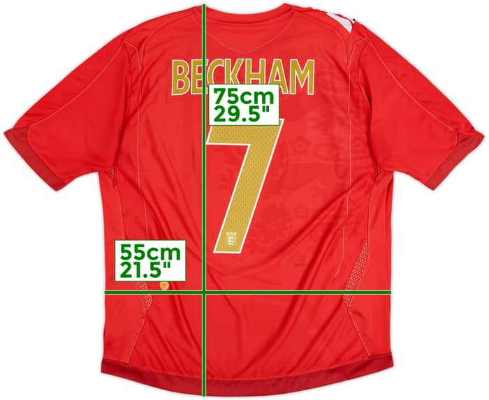 2006-08 England Away Shirt Beckham #7 - 5/10 - (XL)