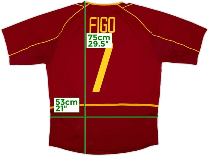 2002-04 Portugal Home Shirt Figo #7 - 8/10 - (L)