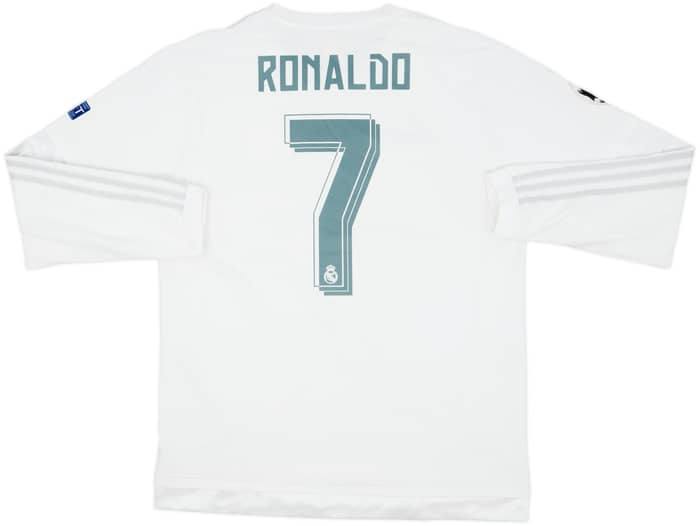 2015-16 Real Madrid Home L/S Shirt Ronaldo #7 - 8/10 - (M)