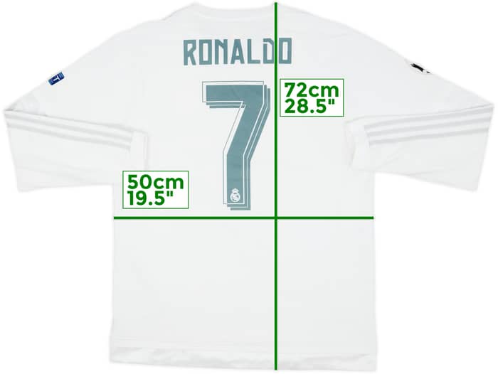2015-16 Real Madrid Home L/S Shirt Ronaldo #7 - 8/10 - (M)