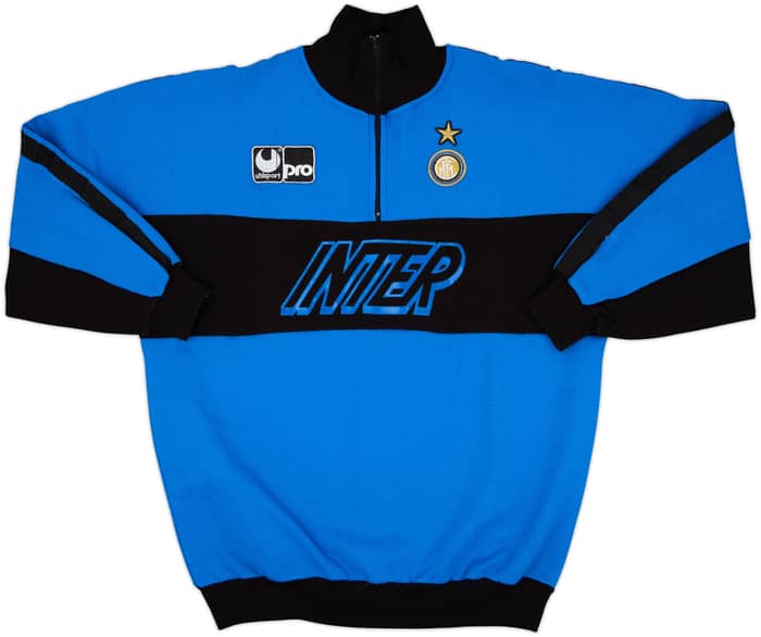 1990-91 Inter Milan Uhlsport 1/4 Zip Sweat Top - 8/10 - (XL)