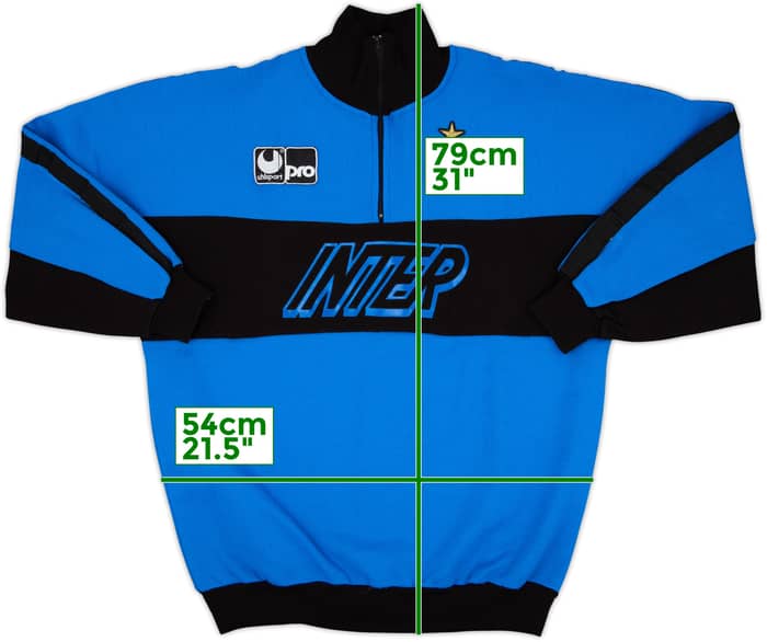 1990-91 Inter Milan Uhlsport 1/4 Zip Sweat Top - 8/10 - (XL)