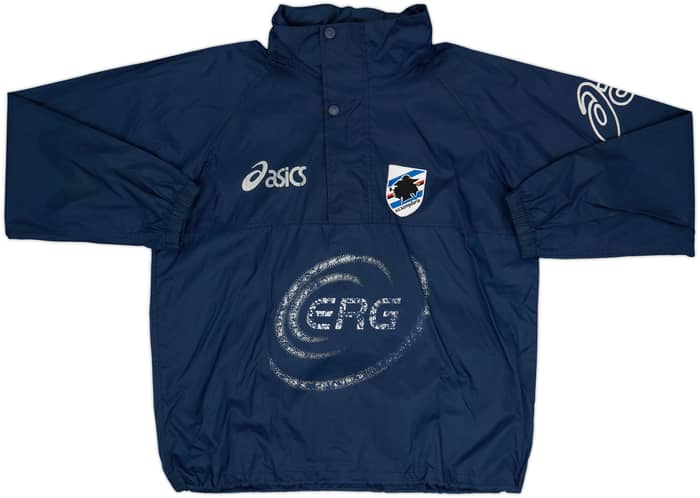 2002-03 Sampdoria Asics 1/4 Zip Hooded Rain Jacket - 5/10 - (M)