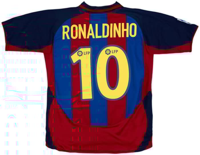 2003-04 Barcelona Home Shirt Ronaldinho #10 - 8/10 - (XL.Boys)