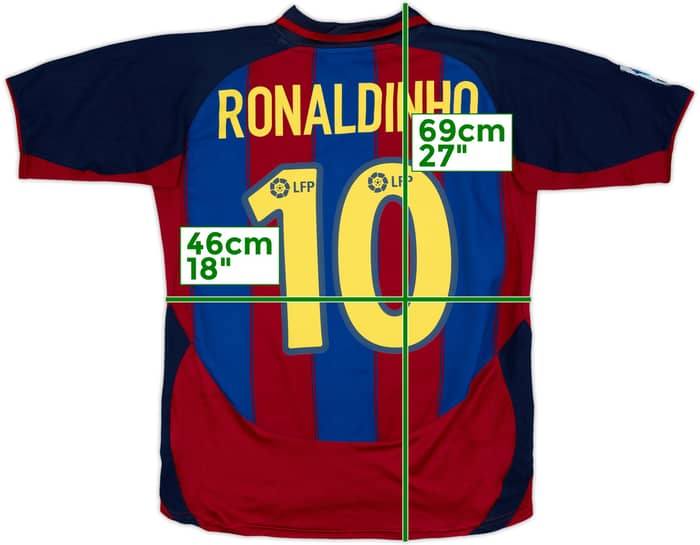 2003-04 Barcelona Home Shirt Ronaldinho #10 - 8/10 - (XL.Boys)