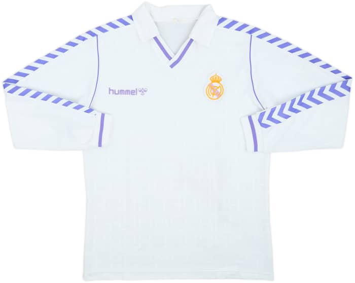 1986-88 Real Madrid Camiseta de local Manga Larga - 8/10 - (L)