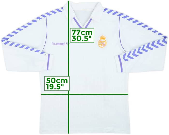 1986-88 Real Madrid Camiseta de local Manga Larga - 8/10 - (L)