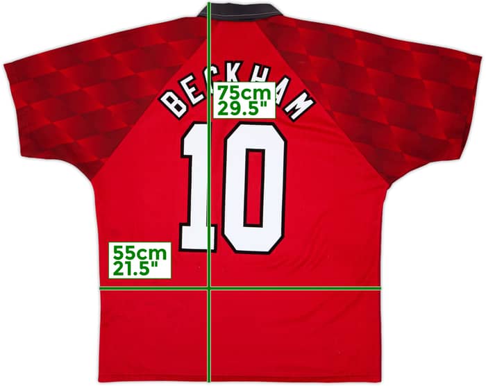 1996-98 Manchester United Home Shirt Beckham #10 - 6/10 - (L)