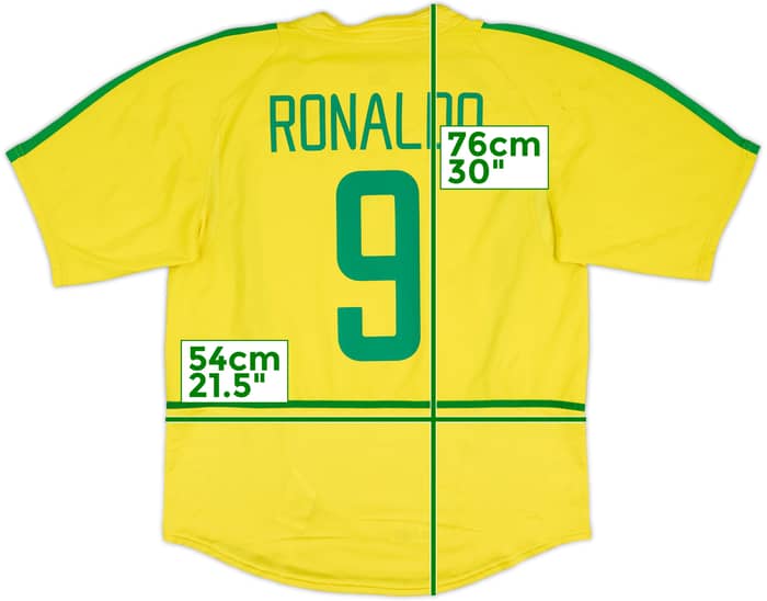 2002-04 Brazil Home Shirt Ronaldo #9 - 6/10 - (L)