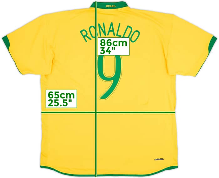 2006-08 Brazil Home Shirt Ronaldo #9 - 8/10 - (3XL)
