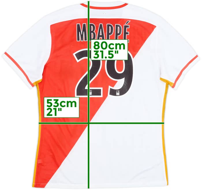 Camiseta de local del Monaco 2015-16 versión jugador Mbappe #29 - 8/10 - (XL)