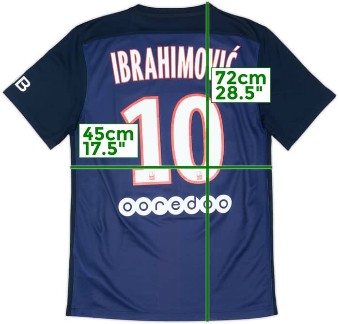 2015-16 Paris Saint-Germain Home Shirt Ibrahimovic #10 - 8/10 - (S)