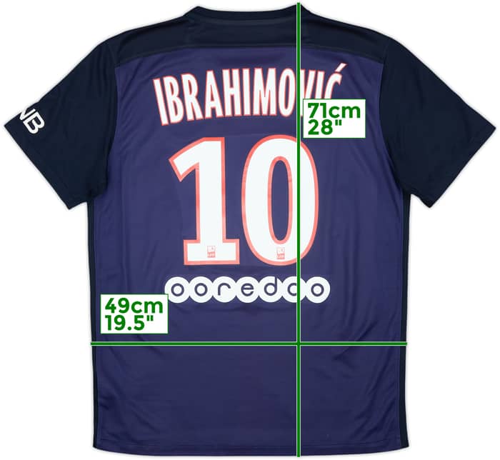 2015-16 Paris Saint-Germain Home Shirt Ibrahimovic #10 - 5/10 - (M)
