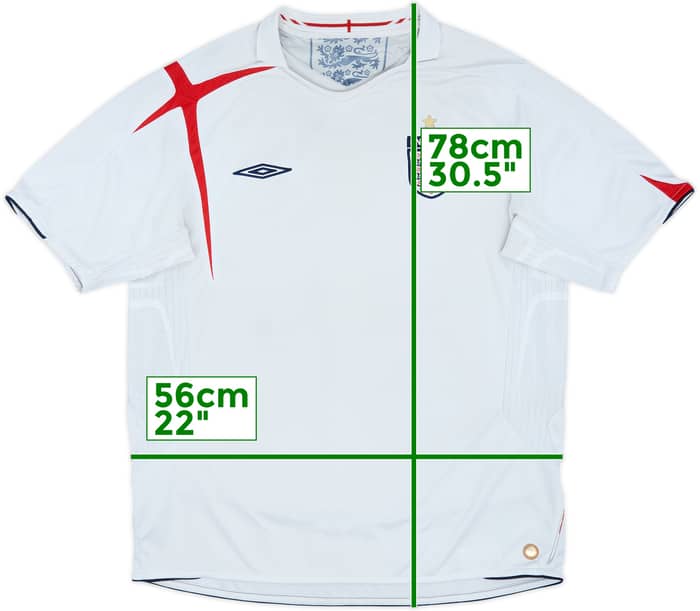 2005-07 England Home Shirt - 5/10 - (XL)