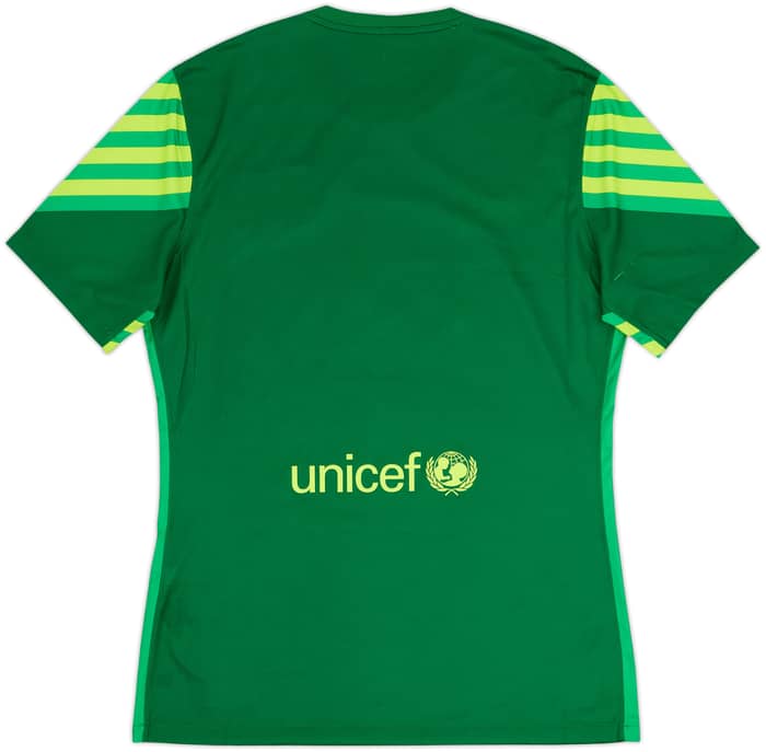 2015-16 Barcelona Player Issue GK S/S Shirt - 8/10 - (L)