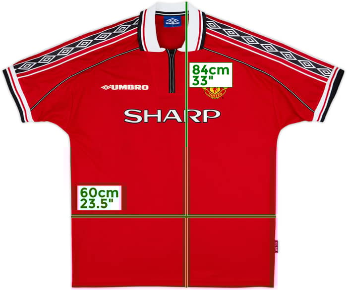 1998-00 Manchester United Home Shirt Beckham #7 - 8/10 - (XL)