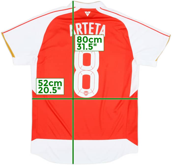 2015-16 Arsenal Home Shirt Arteta #8 - 7/10 - (L)