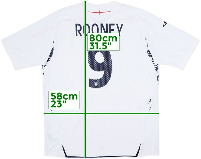 2007-09 England Home Shirt Rooney #9 - 5/10 - (XL)