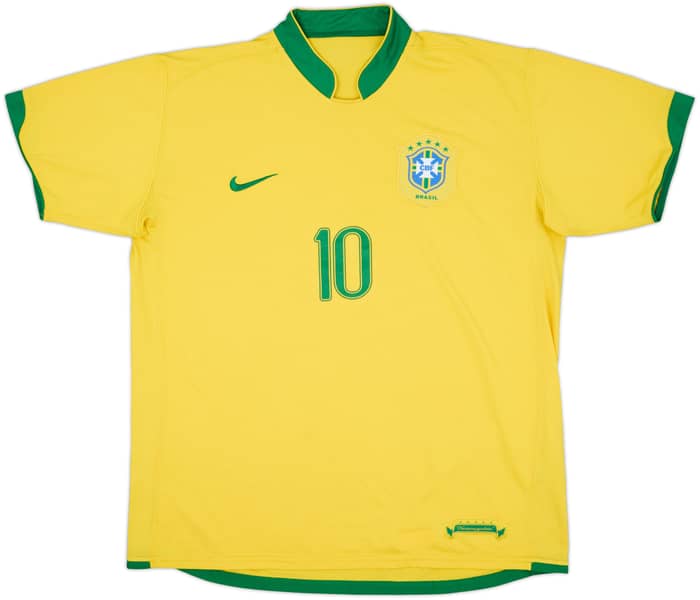2006-08 Brazil Home Shirt Ronaldinho #10 - 8/10 - (XL)