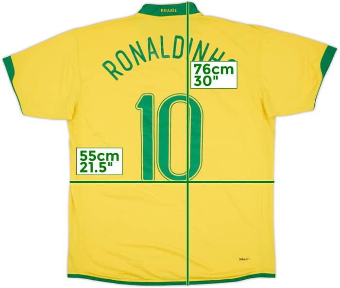 2006-08 Brazil Home Shirt Ronaldinho #10 - 8/10 - (XL)