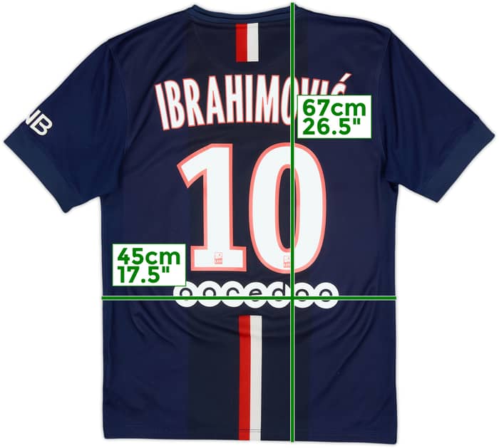2014-15 Paris Saint-Germain Home Shirt Ibrahimovic #10 - 8/10 - (S)