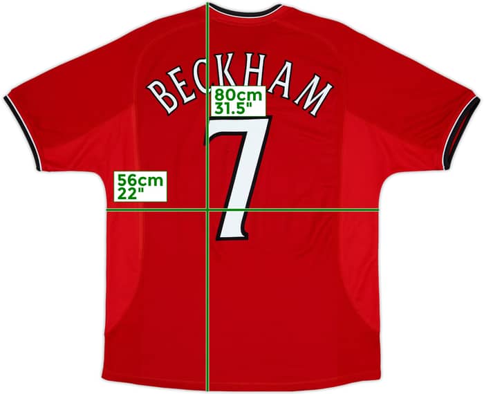 2000-02 Manchester United Home Shirt Beckham #7 - 6/10 - (L)