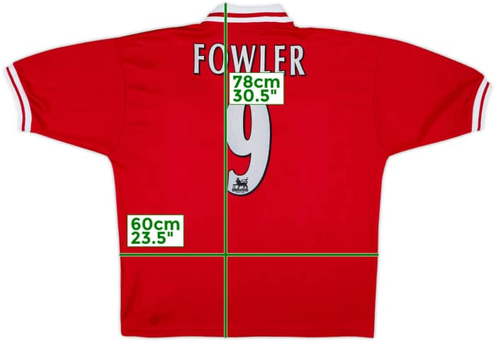 1996-98 Liverpool Home Shirt Fowler #9 - 7/10 - (XL)