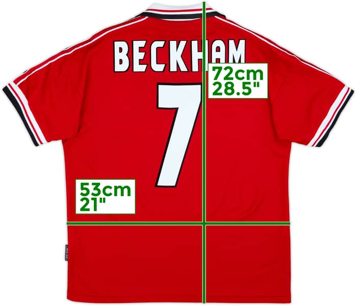 1998-00 Manchester United Home Shirt Beckham #7 - 8/10 - (M)