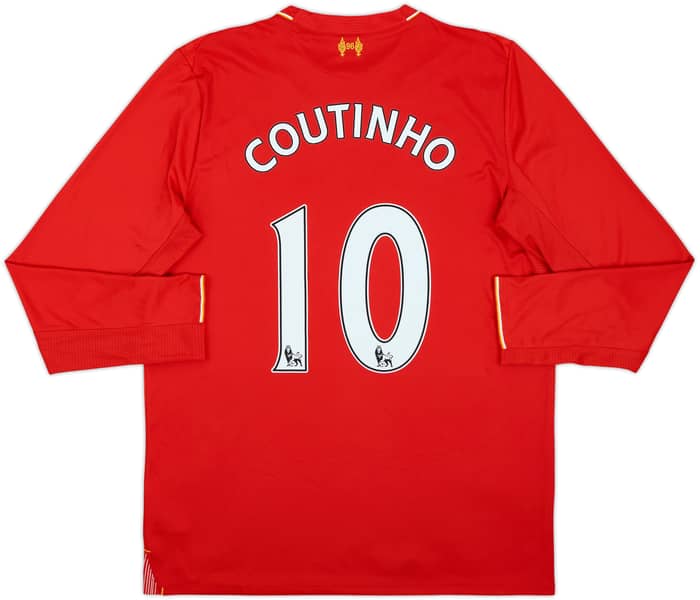 2015-16 Liverpool Home L/S Shirt Coutinho #10 - 6/10 - (L)