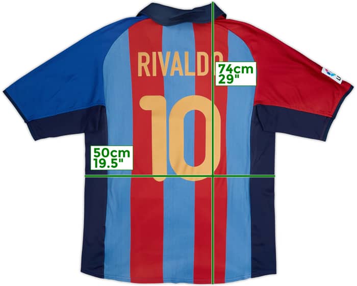 2001-02 Barcelona Home Shirt Rivaldo #10 - 6/10 - (M)