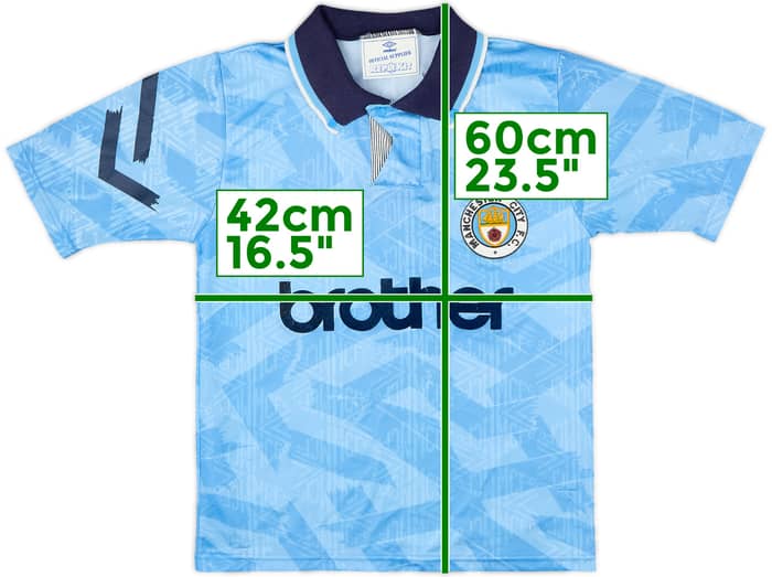 1991-93 Manchester City Home Shirt - 7/10 - (S.Boys)