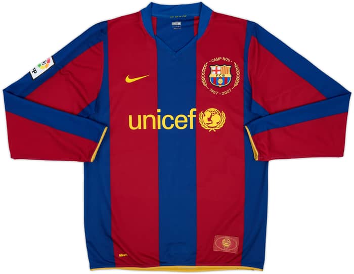 2007-08 Barcelona Home L/S Shirt Messi #19 - 8/10 - (M)