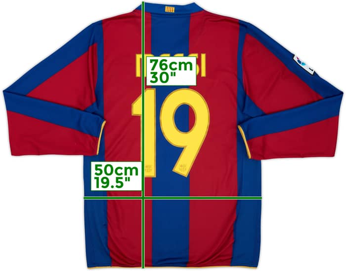 2007-08 Barcelona Home L/S Shirt Messi #19 - 8/10 - (M)